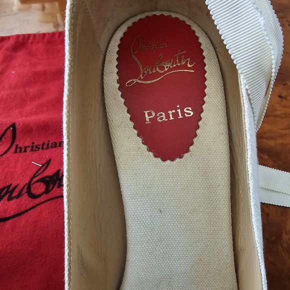 Christian Louboutin Cream Wedge Espadrilles - Picture 2 of 15